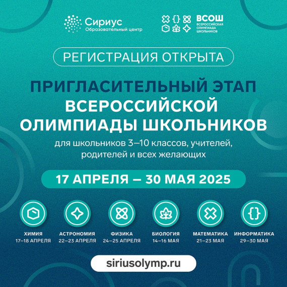 Пригласительный этап Всероссийской олимпиады школьников в 2025 г..